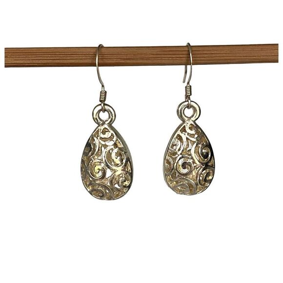 HE# Lovely Vintage Silver Dangle Earrings - Picture 1 of 6